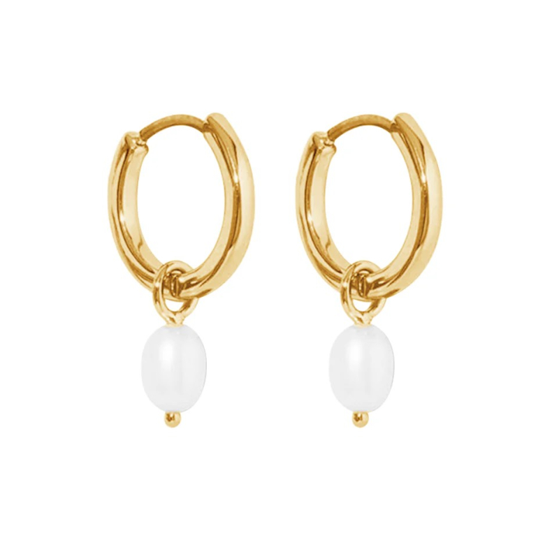 Perle Hoops - 18K Guldbelagt